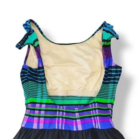 NEW Vintage 80s Talbots Striped Plaid Swim Romper with Attached Shorts Size 12 - Picture 12 of 16